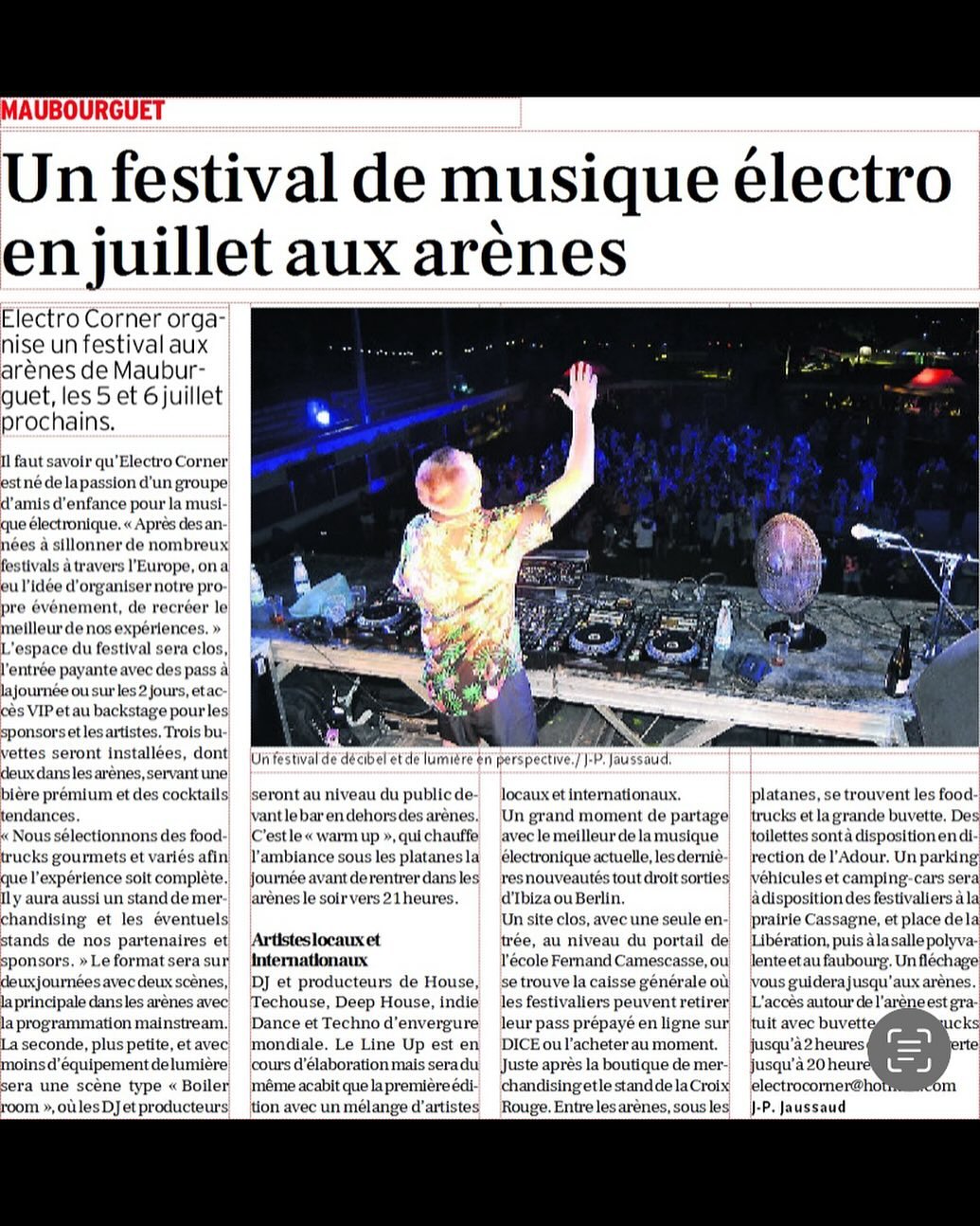 Article presse — annonce du festival