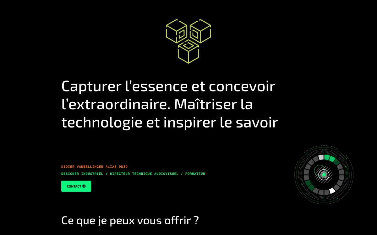 Le site dd3d.fr — studio design, 3D, IA et virtual production