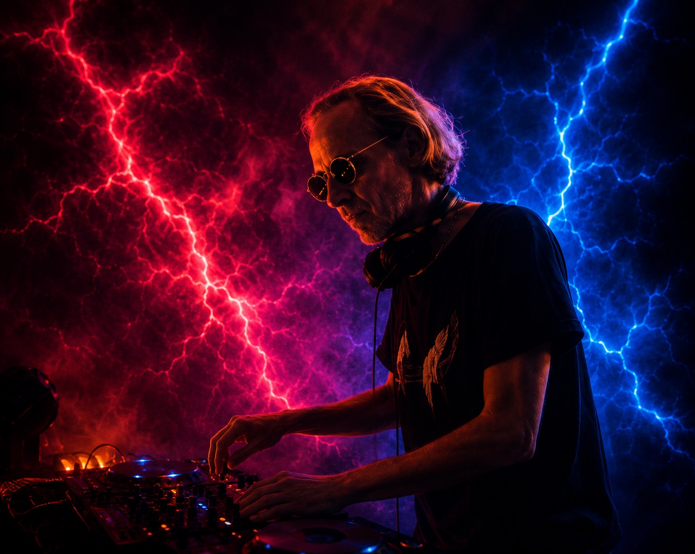 Portrait de DJ Pierre aux platines — ElectroCorner 2026